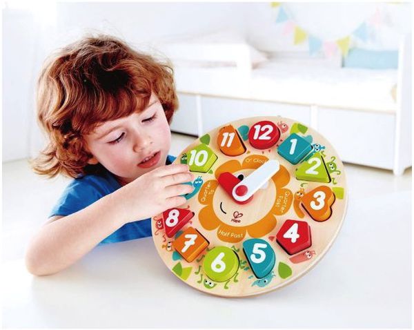 Hape - 快樂時鐘立體木拼圖-(新版)