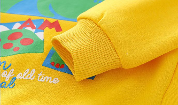 WELLKIDS - 假兩件高領長袖休閒上衣-字母暴龍-綠色