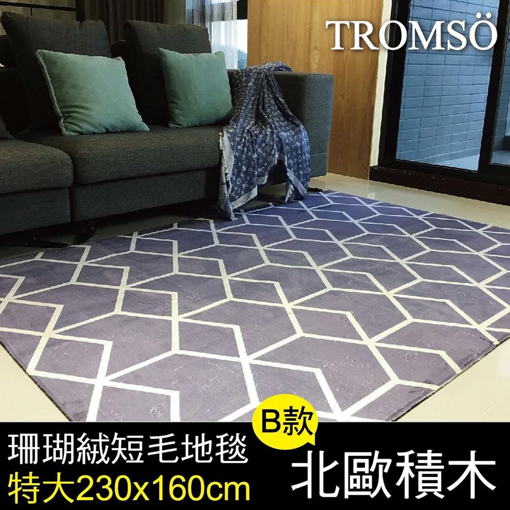 TROMSO - 珊瑚絨短毛地毯-B.北歐積木 (特大)-230x160公分