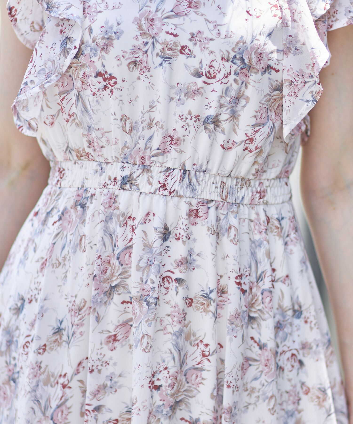 日本 tocco-closet - 優雅荷葉領無袖洋裝-甜蜜花園-天空藍