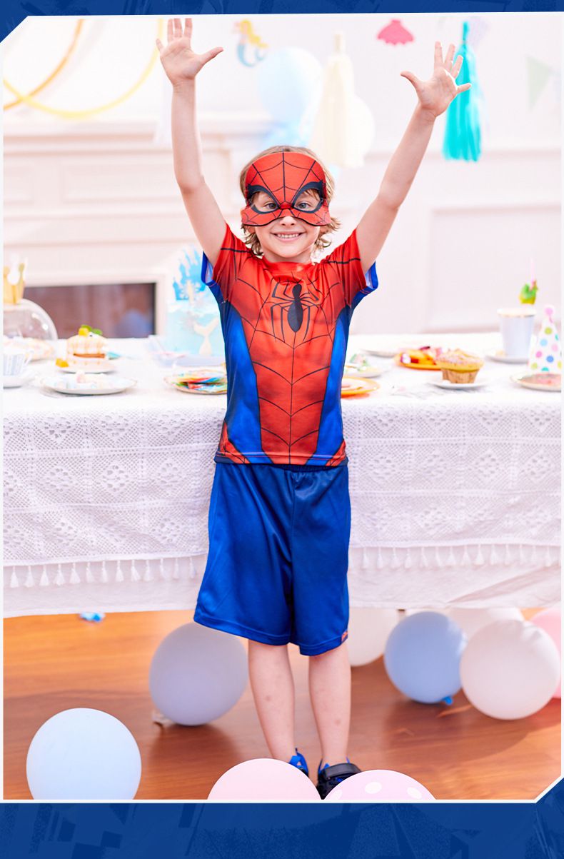 冒險版造型套裝/萬聖節-卡通人物蜘蛛人(送軟面具)-紅+藍