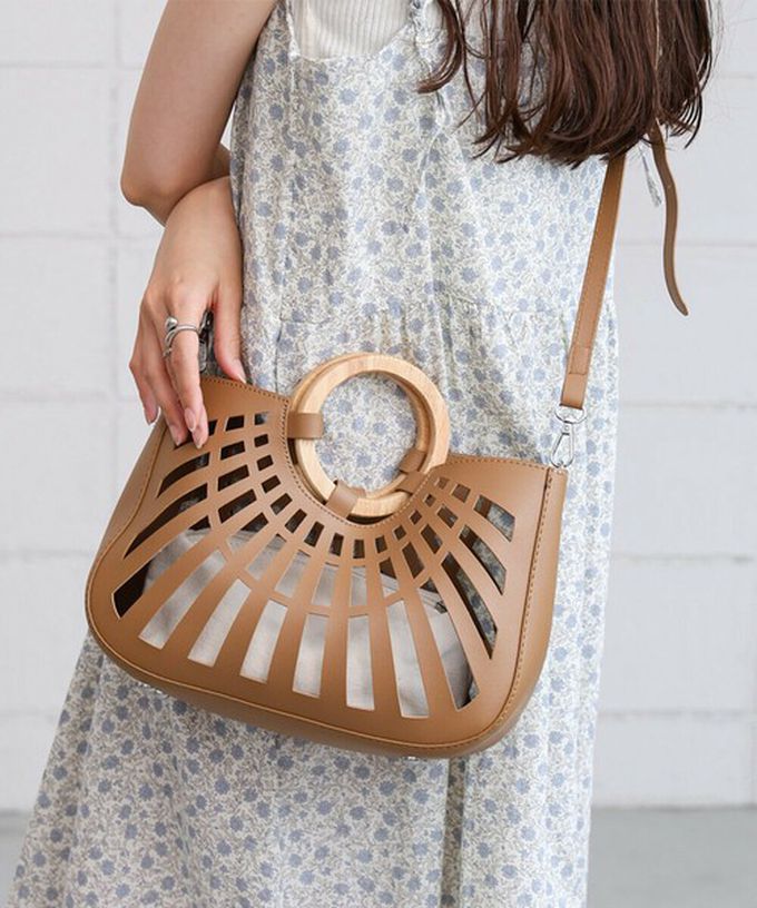 日本 Bab - 2way夏日竹柄鏤空手提/側背包-綠