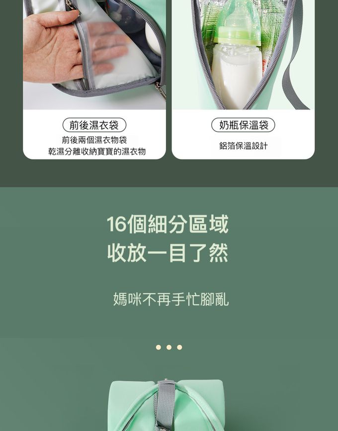 Heine 海恩 - 多功能後背包 媽咪包 媽媽後背包 (GAVEGA WIN-54170)-石青綠