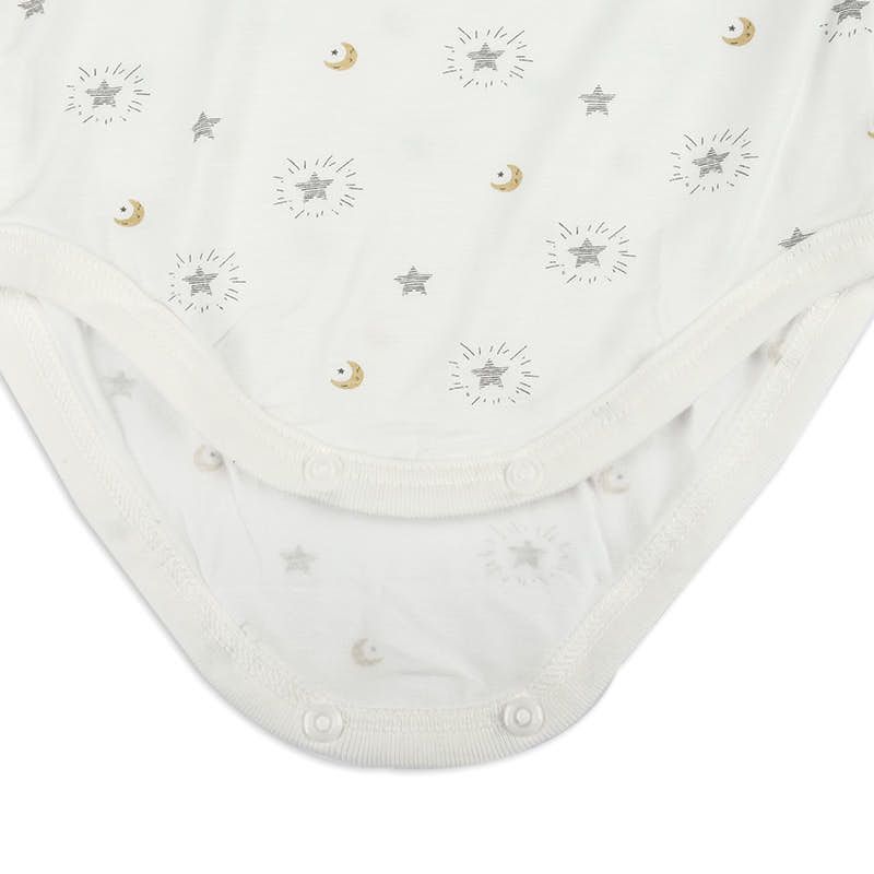 akachan honpo - 長袖套頭式舒適包屁衣-星星-黃色