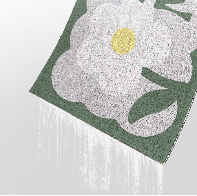 防塵刮沙入門玄關腳踏墊-HOME奶油花花-綠色