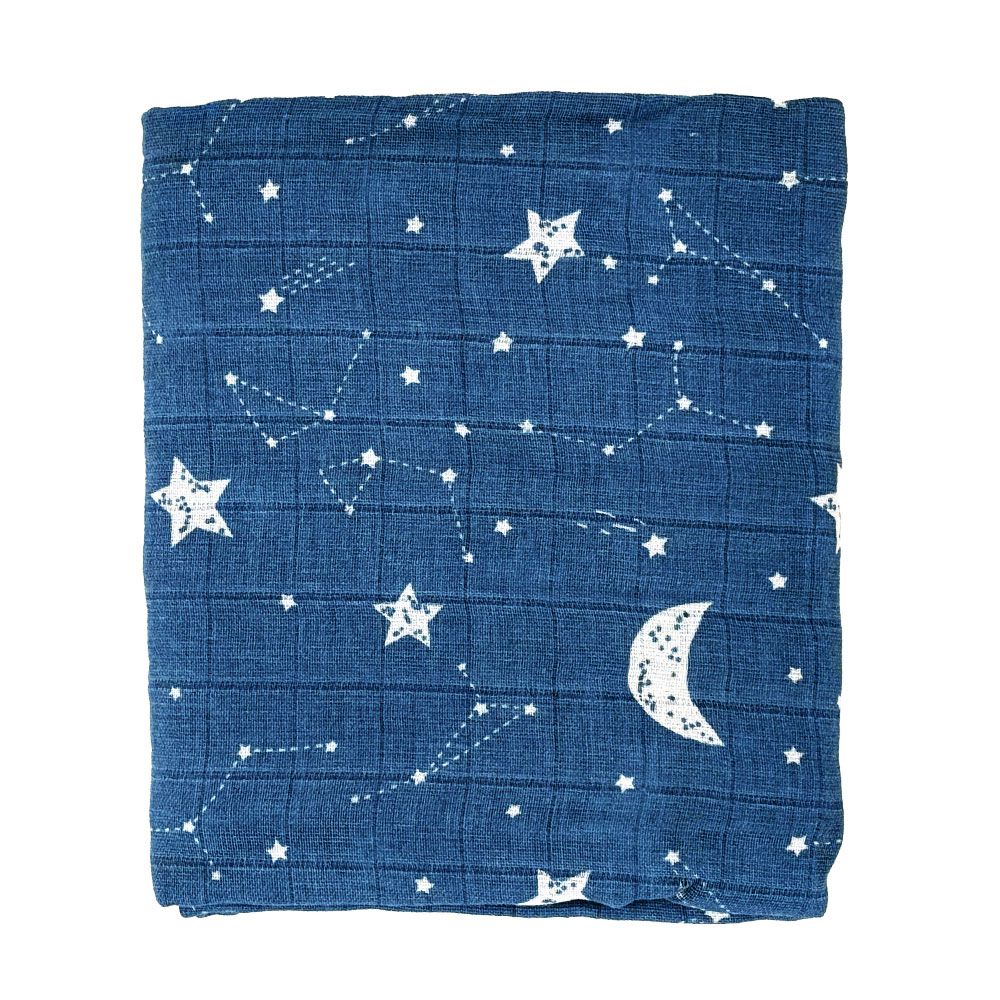多功能紗布包巾 大尺寸 雙層純棉包巾蓋被-星月 (120*110cm)