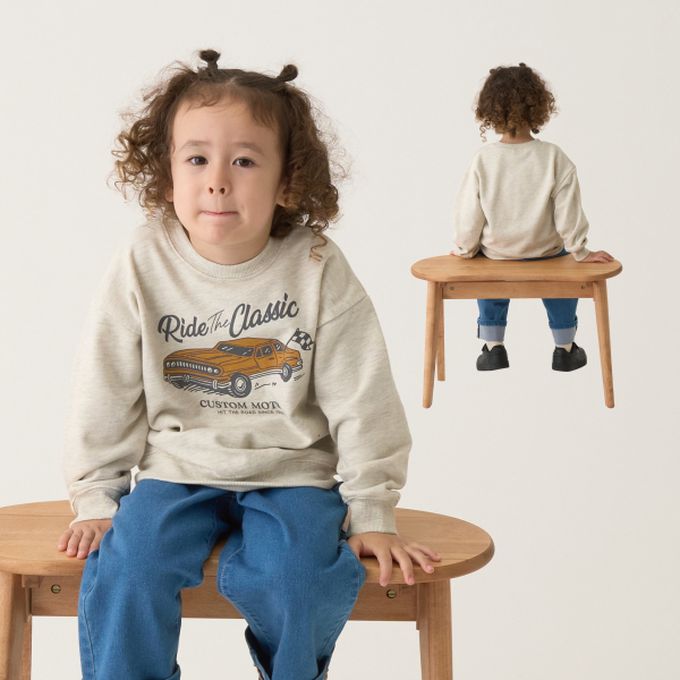 日本 b-ROOM - 舒適百搭印花長袖上衣-山脈-草綠