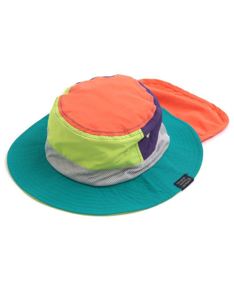 日本 BREEZE - 抗UV 後頸可收納遮陽帽-彩虹色