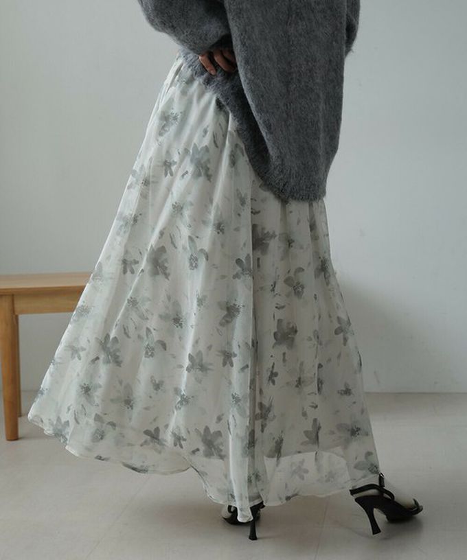 日本 Bab - 溫柔印象花卉雪紡長裙-米黃