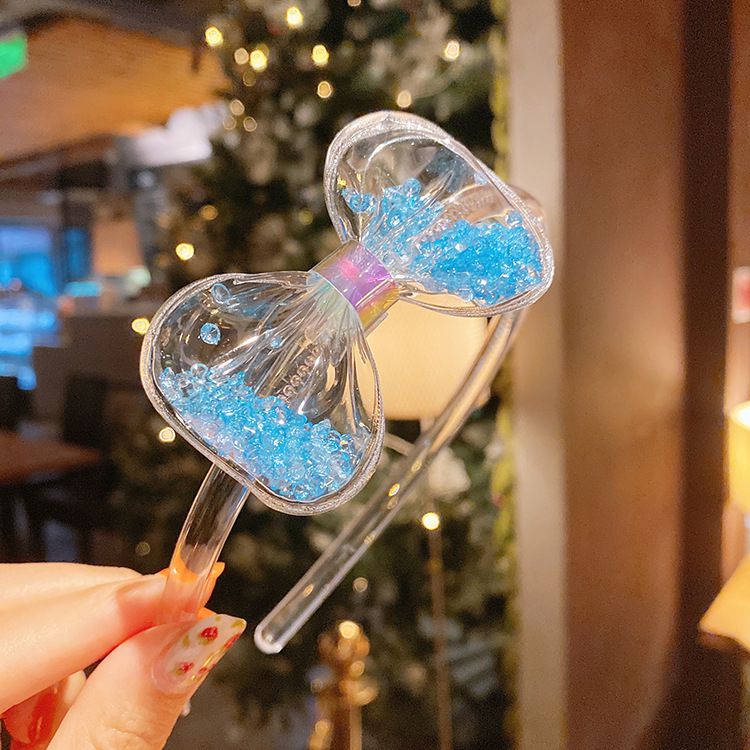 流沙感蝴蝶結透明髮箍-橘色