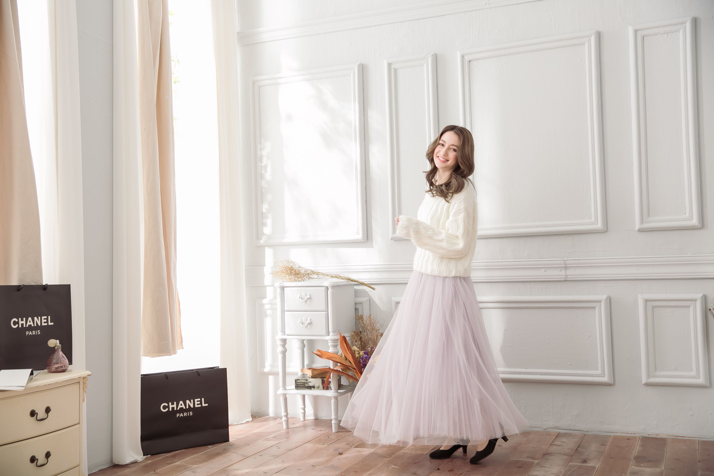 Peachy - 獨家訂製綿柔法式浪漫三層蓬紗裙-三層蓬版-淺芋灰 (F)