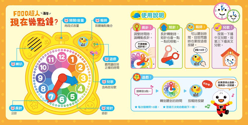 現在幾點鐘？(時鐘互動有聲書)-FOOD超人