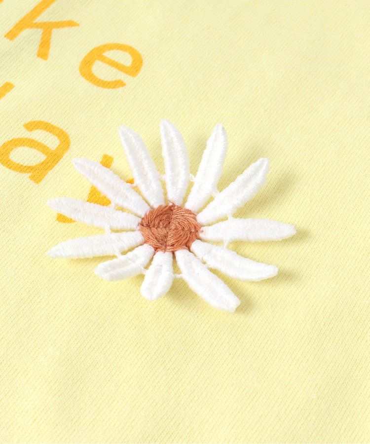 日本 apres les cours - 可愛感荷葉邊短袖上衣-小白花-淡黃