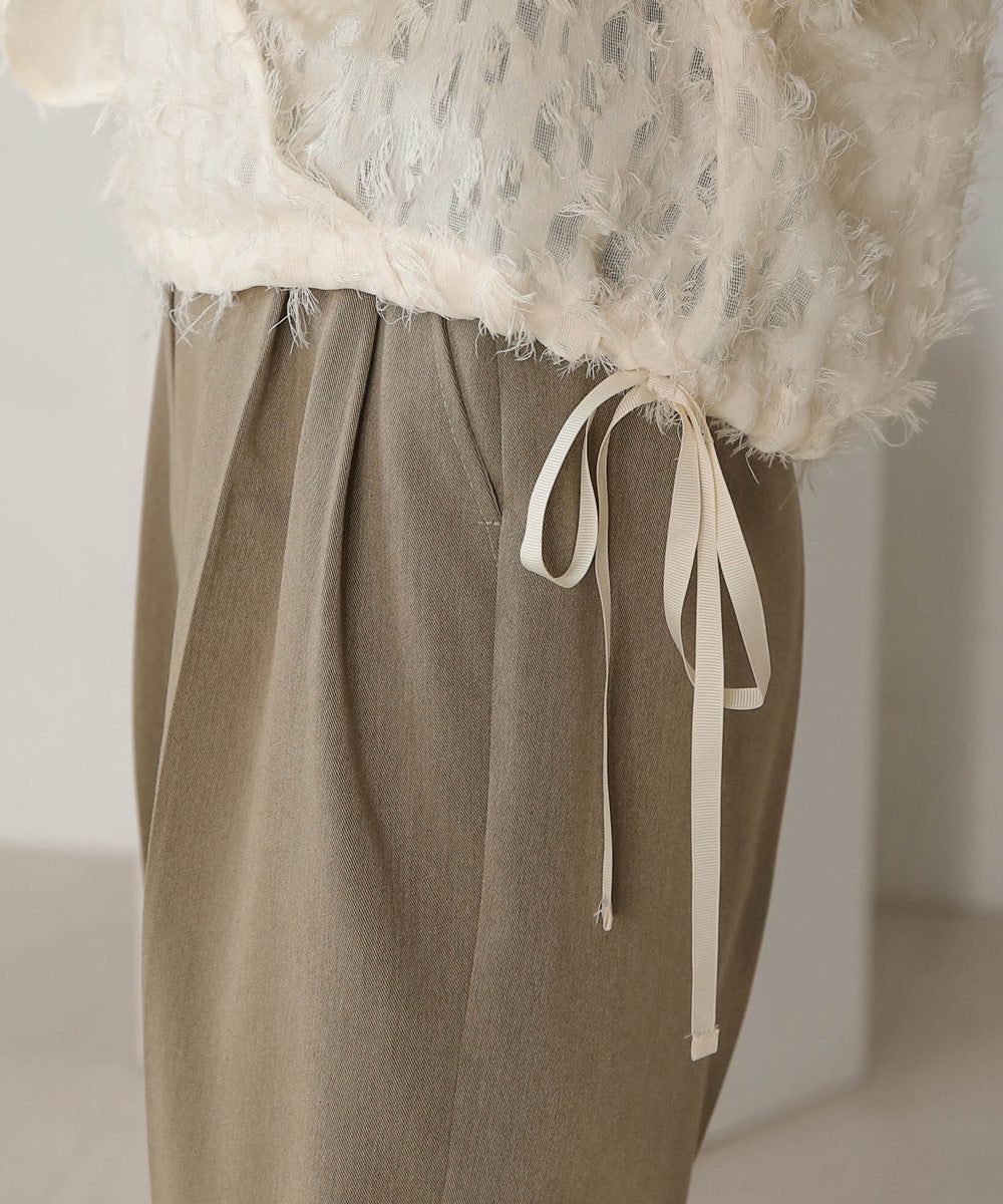 日本 Bab - 2WAY透感抽鬚糖果袖上衣-淺粉