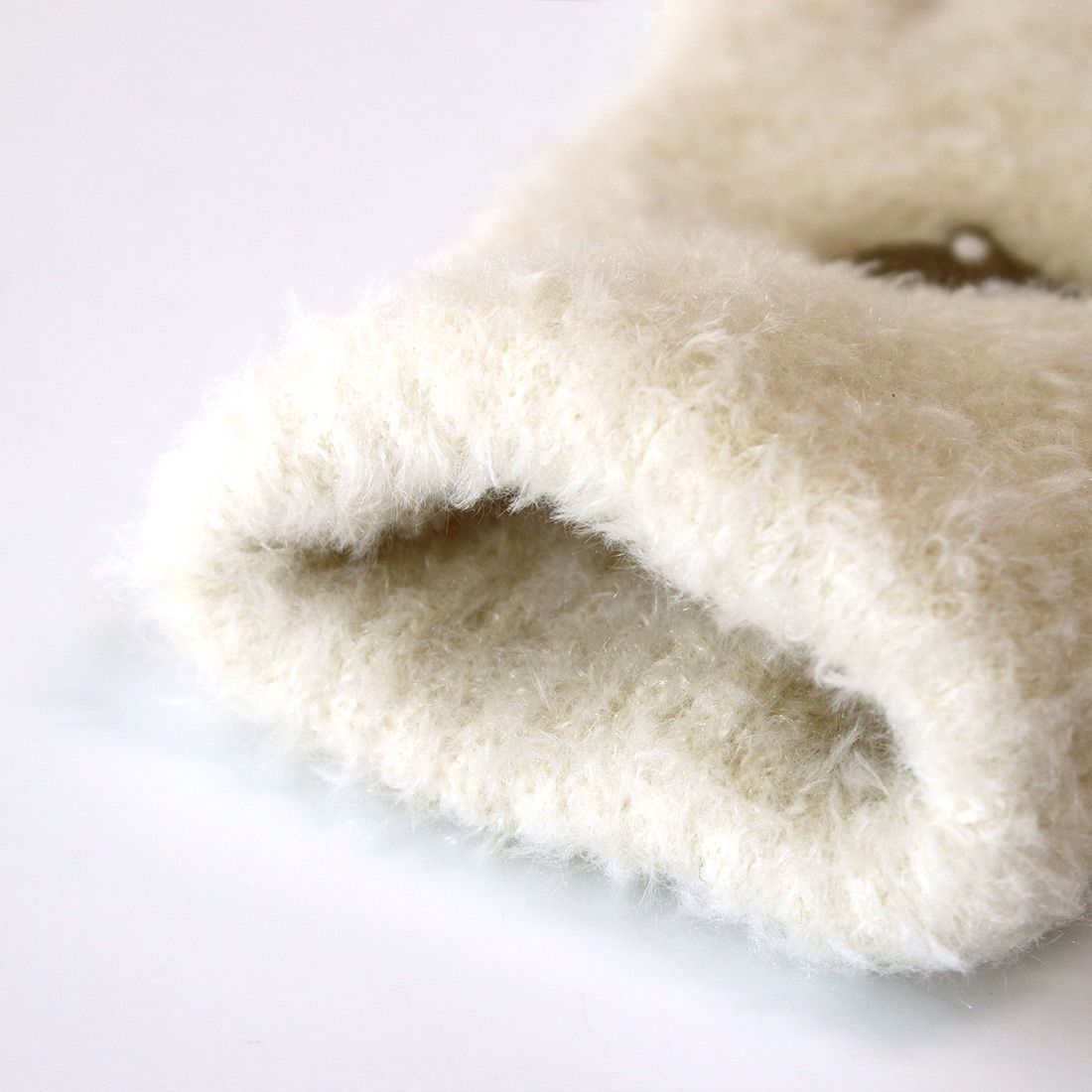 日本 TOMO - 大人可觸控短絨保暖手套-小浣熊-淺灰