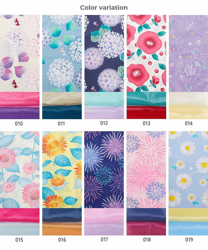 日本 devirock - 2way穿搭浴衣洋裝華麗4件組-粉彩繡球花-藍綠