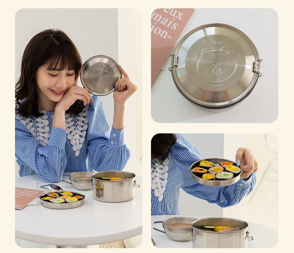 Hiromimi - LINE FRIENDS不鏽鋼圓形便當盒