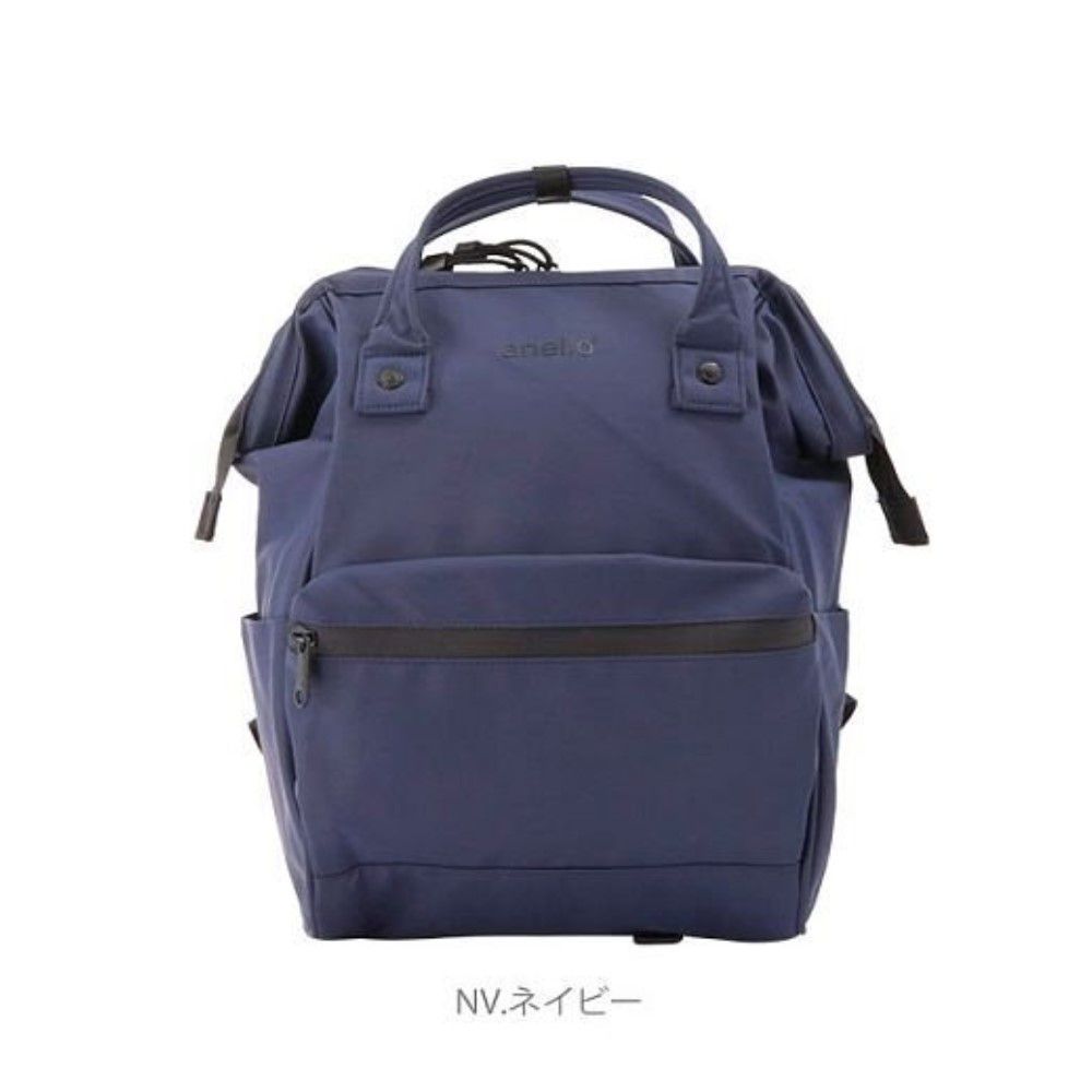 日本 Anello - 大開口大容量霧面橡膠防水後背包-藍色-570g