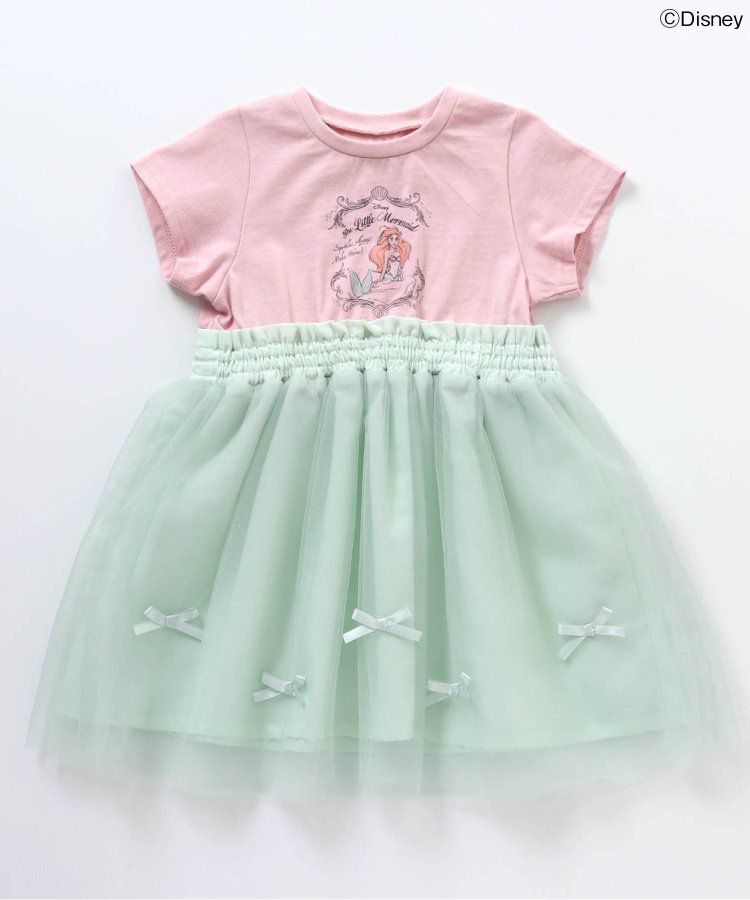 日本 apres les cours - 迪士尼 公主蕾絲拼接澎裙洋裝-小美人魚-粉x嫩綠