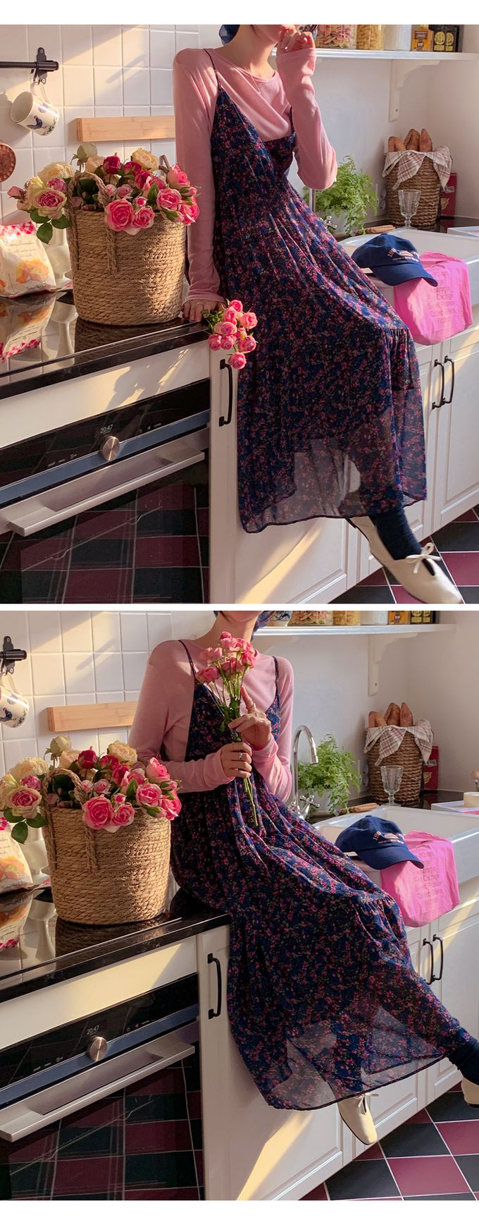 韓國女裝代購 - 搭配必備！極簡薄透長袖上衣-粉 (FREE)