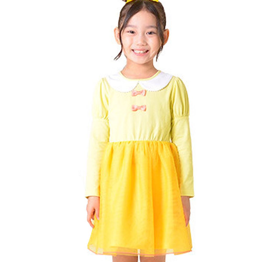 日本 TORIDORY - 公主風薄紗長袖洋裝-黃色系