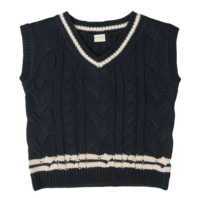 akachan honpo - 針織背心.-深藍色