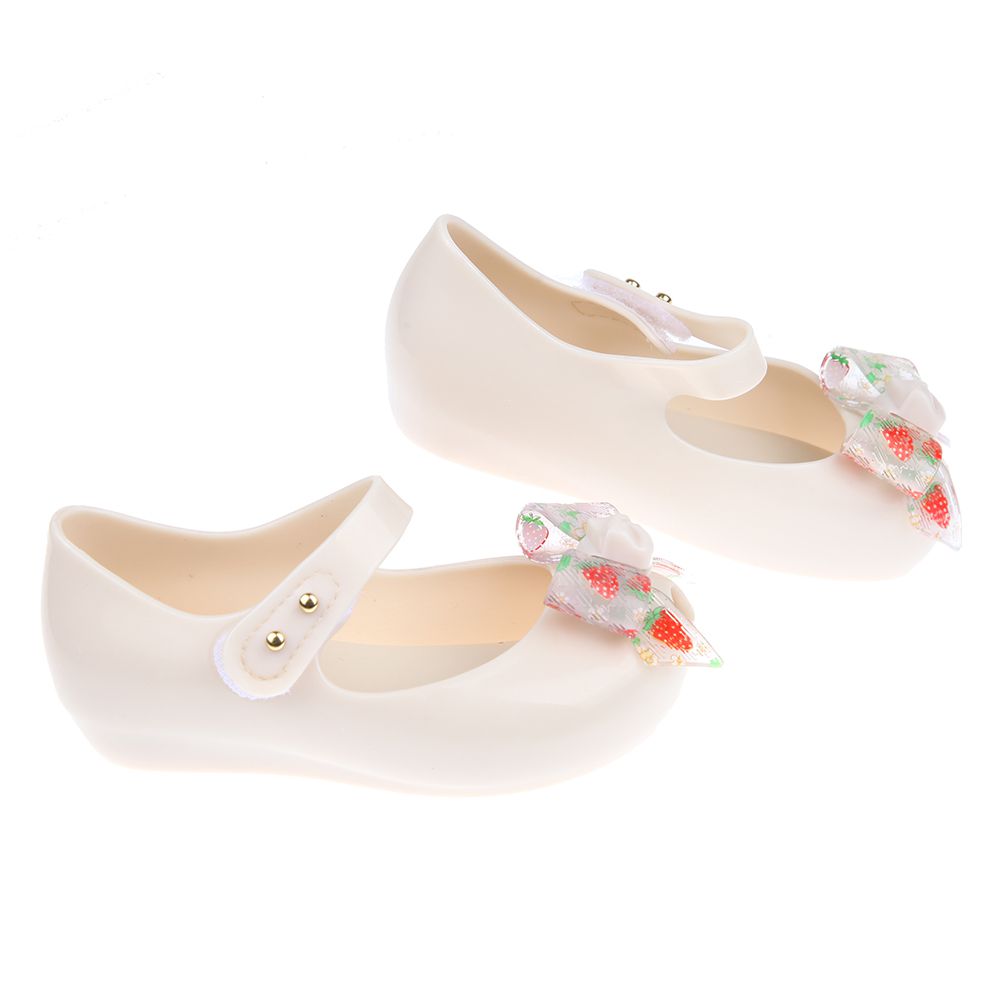 Melissa - 草莓蝴蝶結米杏色兒童魚口涼鞋香香鞋-米杏色