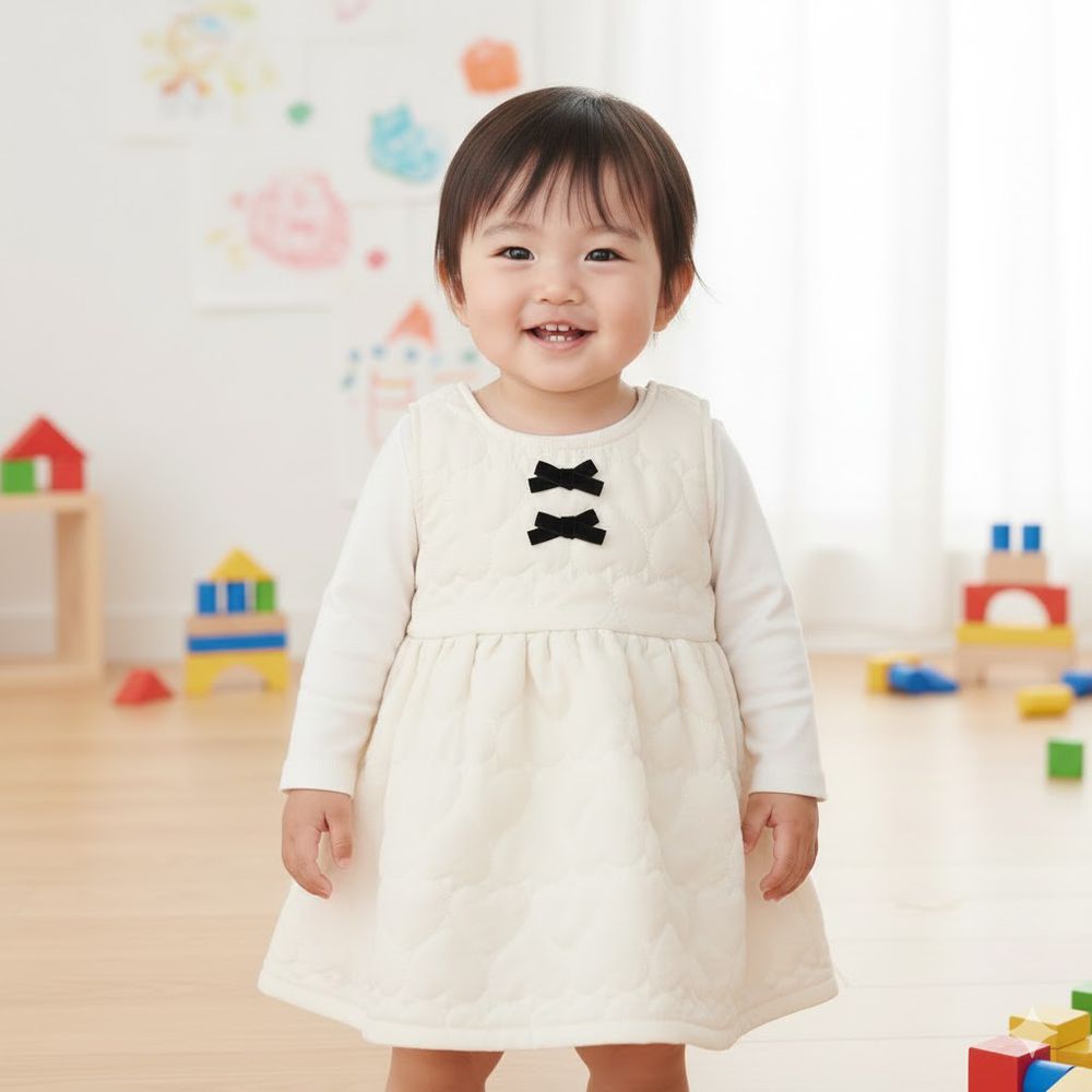 鋪棉背心裙-象牙白色