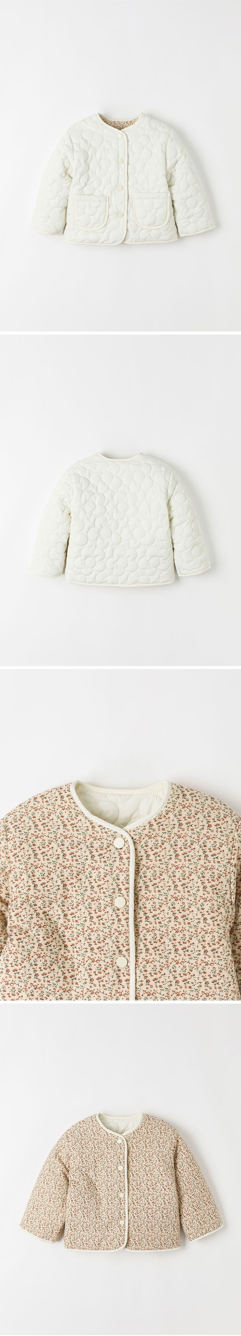 韓國 OZKIZ - 雙面穿搭鋪棉無領外套-米X卡其