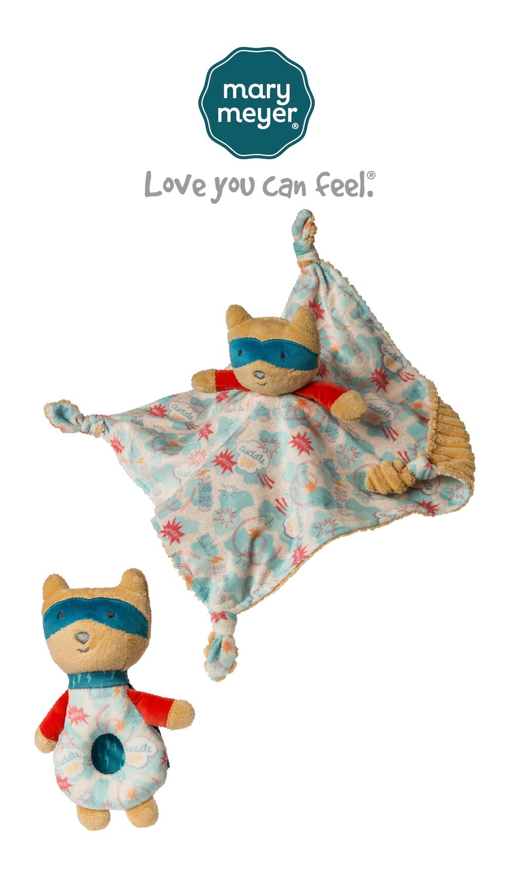 美國 MaryMeyer 蜜兒 - 【MaryMeyer】小英雄經典禮盒(手搖鈴+安撫巾)