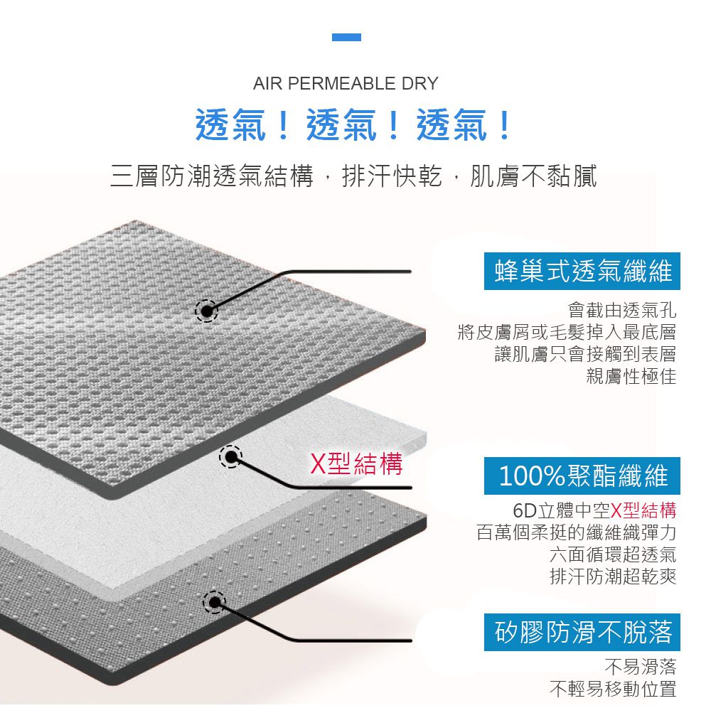 鴻宇 HongYew - 水洗6D透氣循環墊-單人-灰色條紋