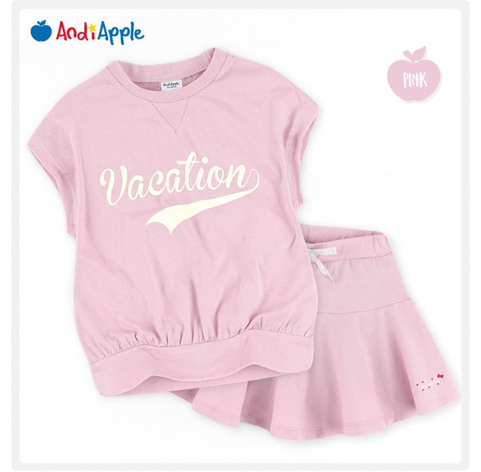 韓國 AndiApple - 休閒渡假風飄逸褲裙套裝-靛藍