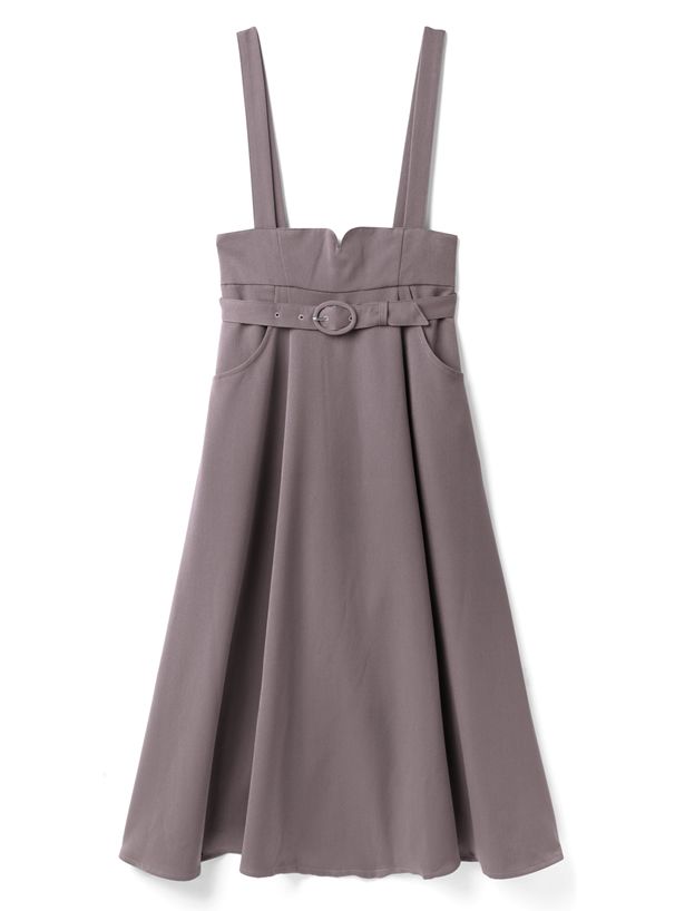 日本 GRL - 甜美修身高腰吊帶裙(附腰帶)-時尚黑