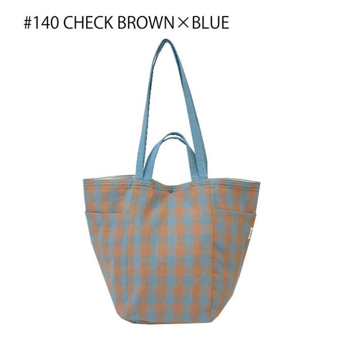 日本 Chepeli - [定番]印度棉大容量2way手提包(15L)-紫色格紋 (約34x46x20cm)