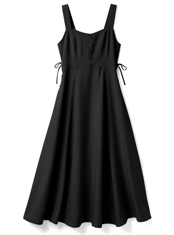 日本 GRL - 絕美氣質蝴蝶結吊帶洋裝-星塵黑