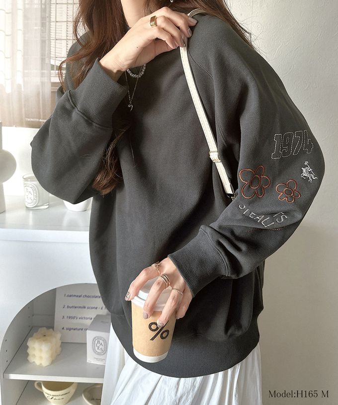 日本 Classical Elf - 俏皮塗鴉裏起毛長袖上衣-米灰