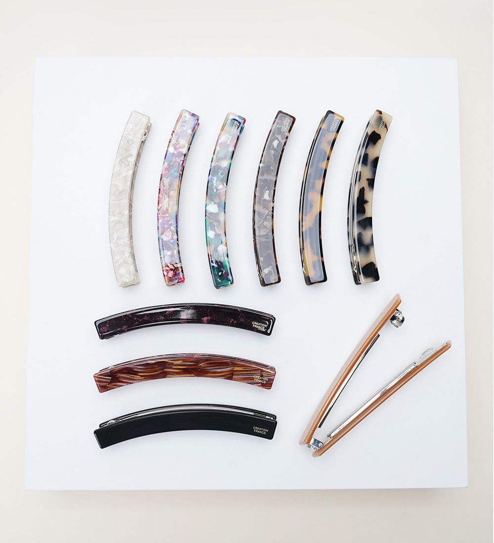 韓國 Soo&Soo - 正韓製CREATION FRANCE扣式髮夾-黑