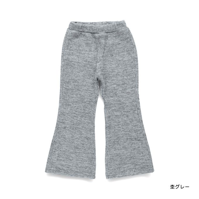 日本 BRANSHES - 保暖羅紋針織小喇叭褲-灰