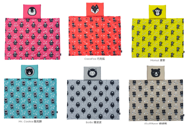 OGG 喔咯 - 外出隨身被組合-企鵝可莉-粉紅 (90*70cm / 26*20cm)-1組