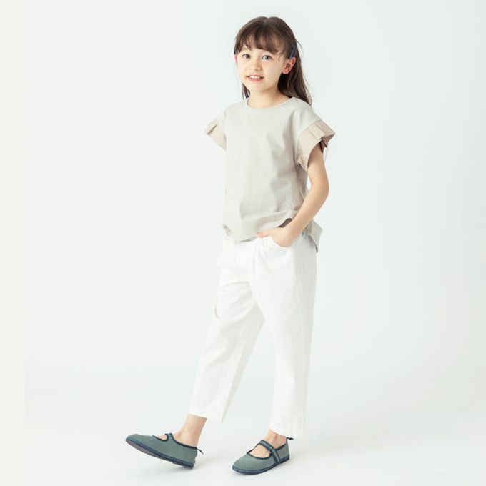 日本 evercloset - 背後優雅摺邊袖上衣-藍綠