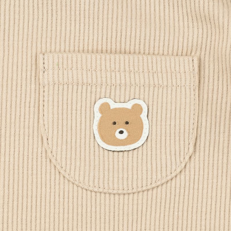 akachan honpo - 長袖包屁衣家居服-小熊-淺卡其色