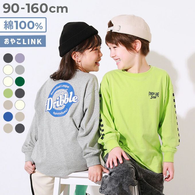 日本 devirock - 100%棉 落肩印花長袖T恤-斜體標語-淺灰