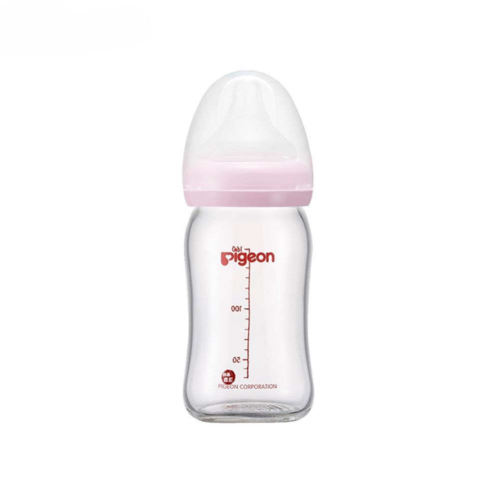 貝親 Pigeon - 母乳實感寬口玻璃奶瓶【莫蘭迪粉160ml】