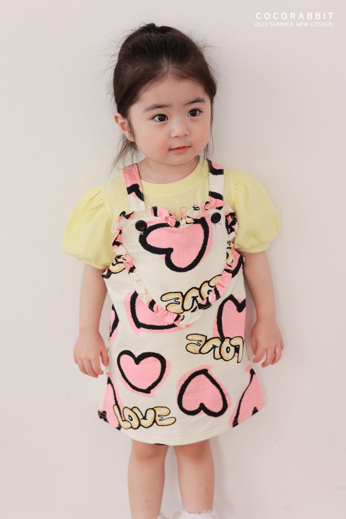 韓國 Coco rabbit - 塗鴉愛心吊帶背心裙-粉