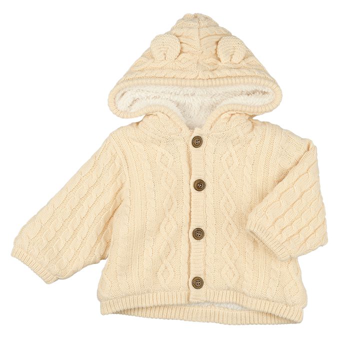 akachan honpo - 針織連帽外套-小耳朵-象牙白色 (80cm)