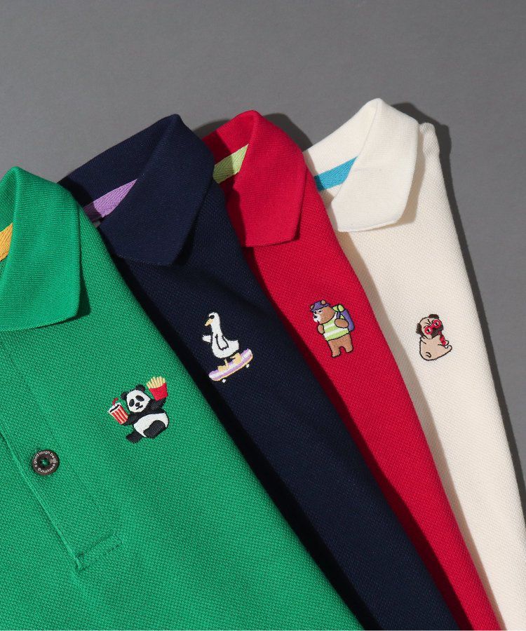 日本 BREEZE - 童趣動物刺繡短袖POLO衫-滑板鴨-深藍