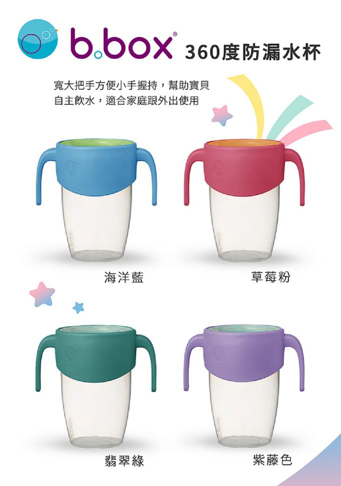 澳洲 b.box - 360度防漏水杯-海洋藍-250ml