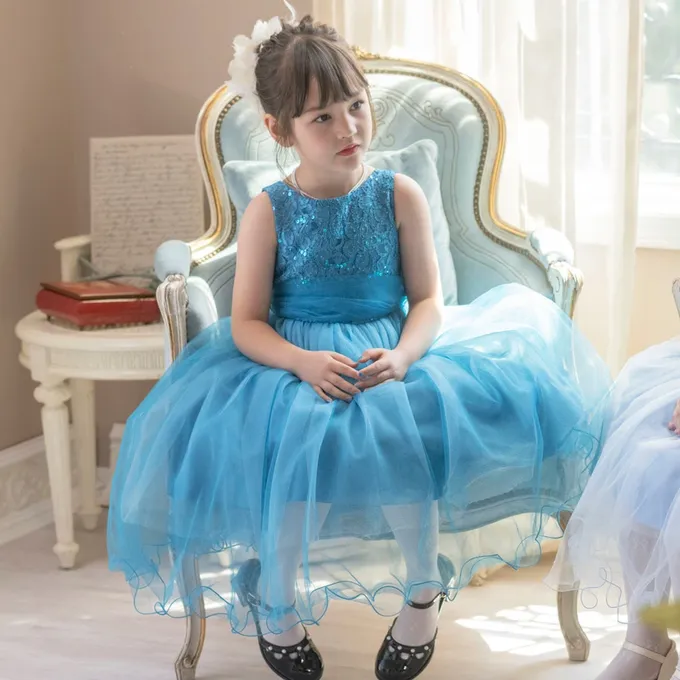 日本 Catherine Cottage - 夢幻層次蝴蝶結洋裝/小禮服-土耳其藍