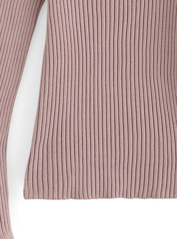 日本 GRL - 微喇叭袖彈性薄針織上衣-奶茶