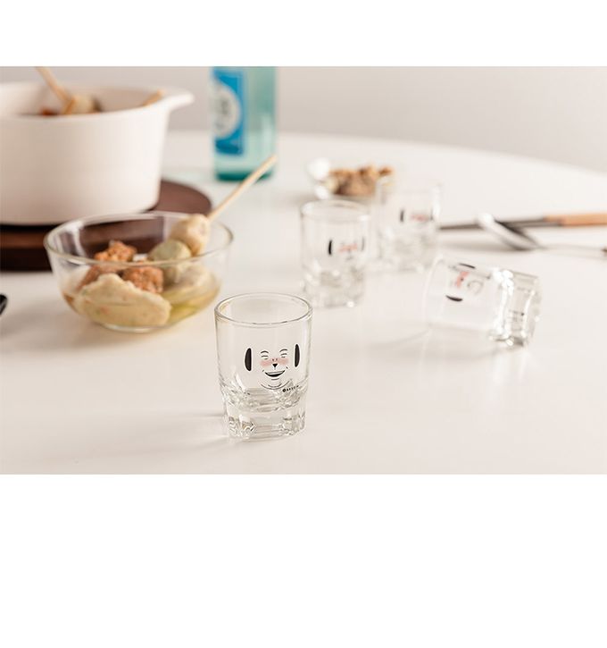 韓國 SSUEIM - 經典表情款玻璃燒酒杯4件組60ml